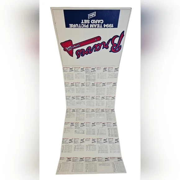 Atlanta Braves 1994 Lykes Team Picture & 35 Card Set Non-Perforated Uncut Sheet